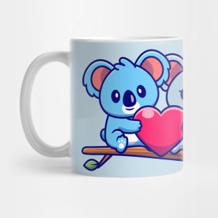 Cute Koala Couple Holding Heart On Tree Mug